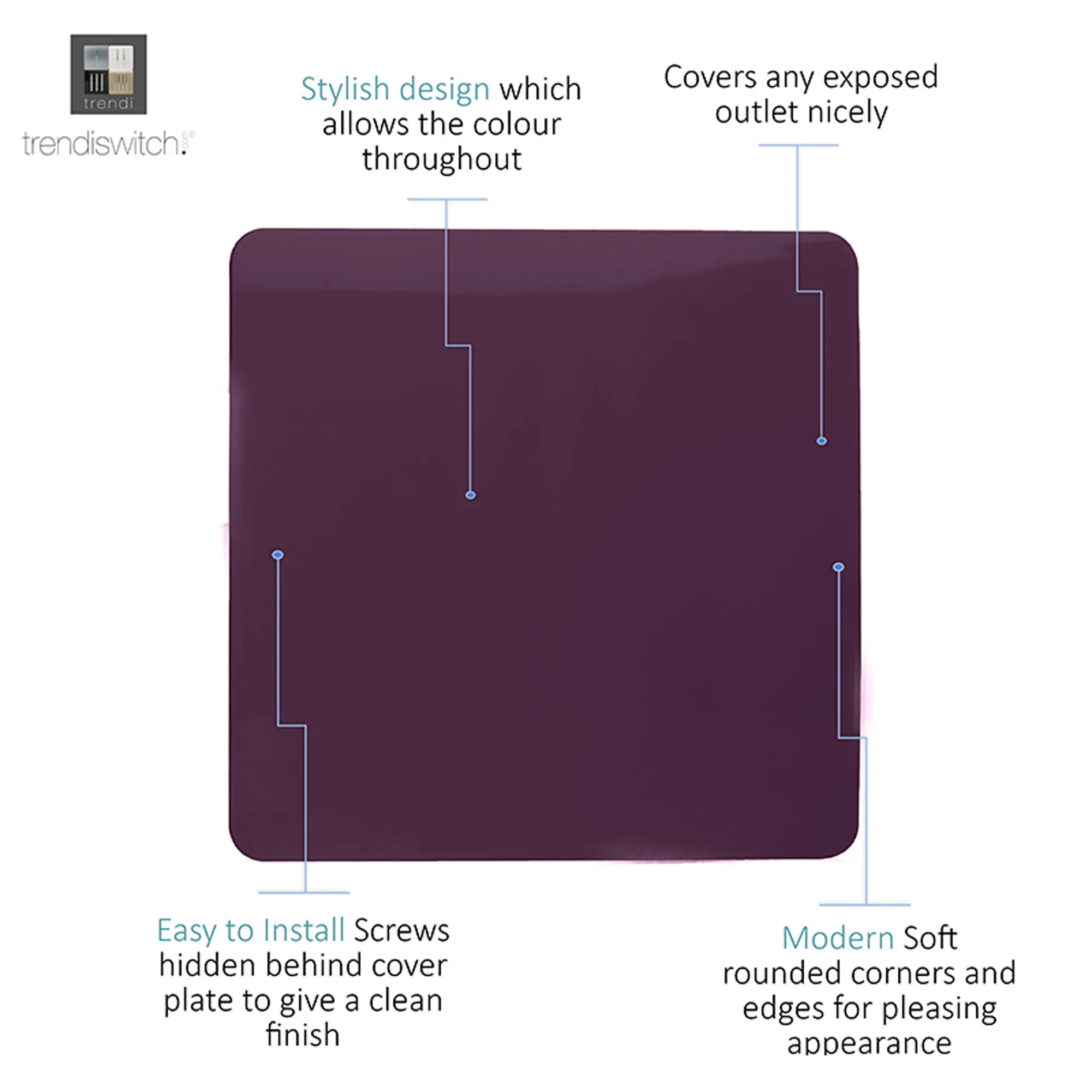 1 Gang Blanking Plate Plum ART-BLKPL  Trendi Plum